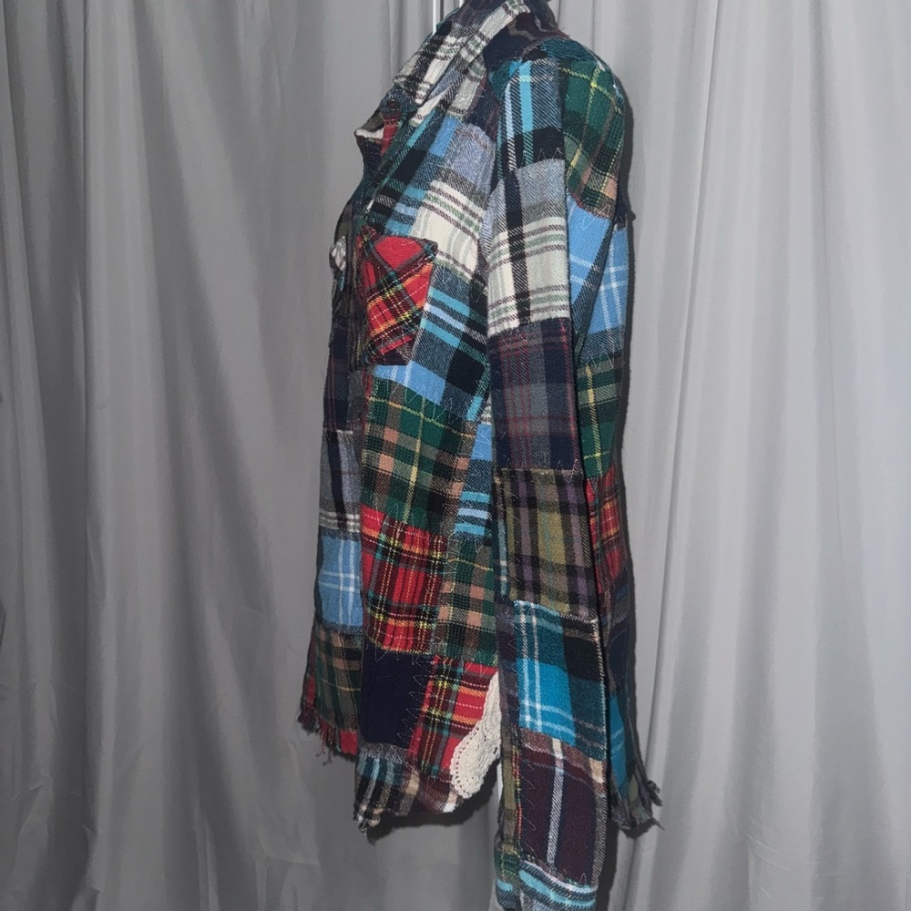 We The Free Free People Lost in Plaid Flannel Shirt RARE - Picture 7 of 11